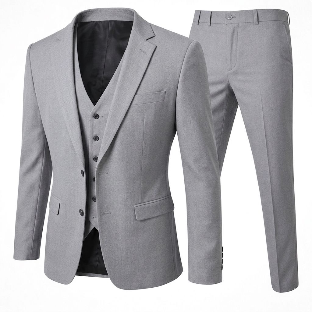 Traje1-M-Gris Claro ( 3 piezas)