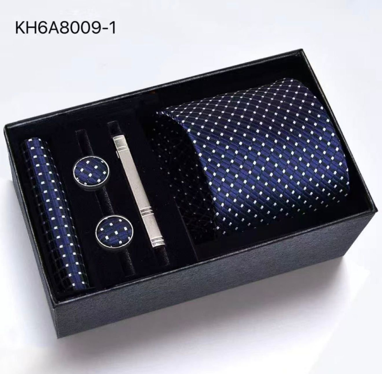 Set de corbata 5 en 1 azul punto