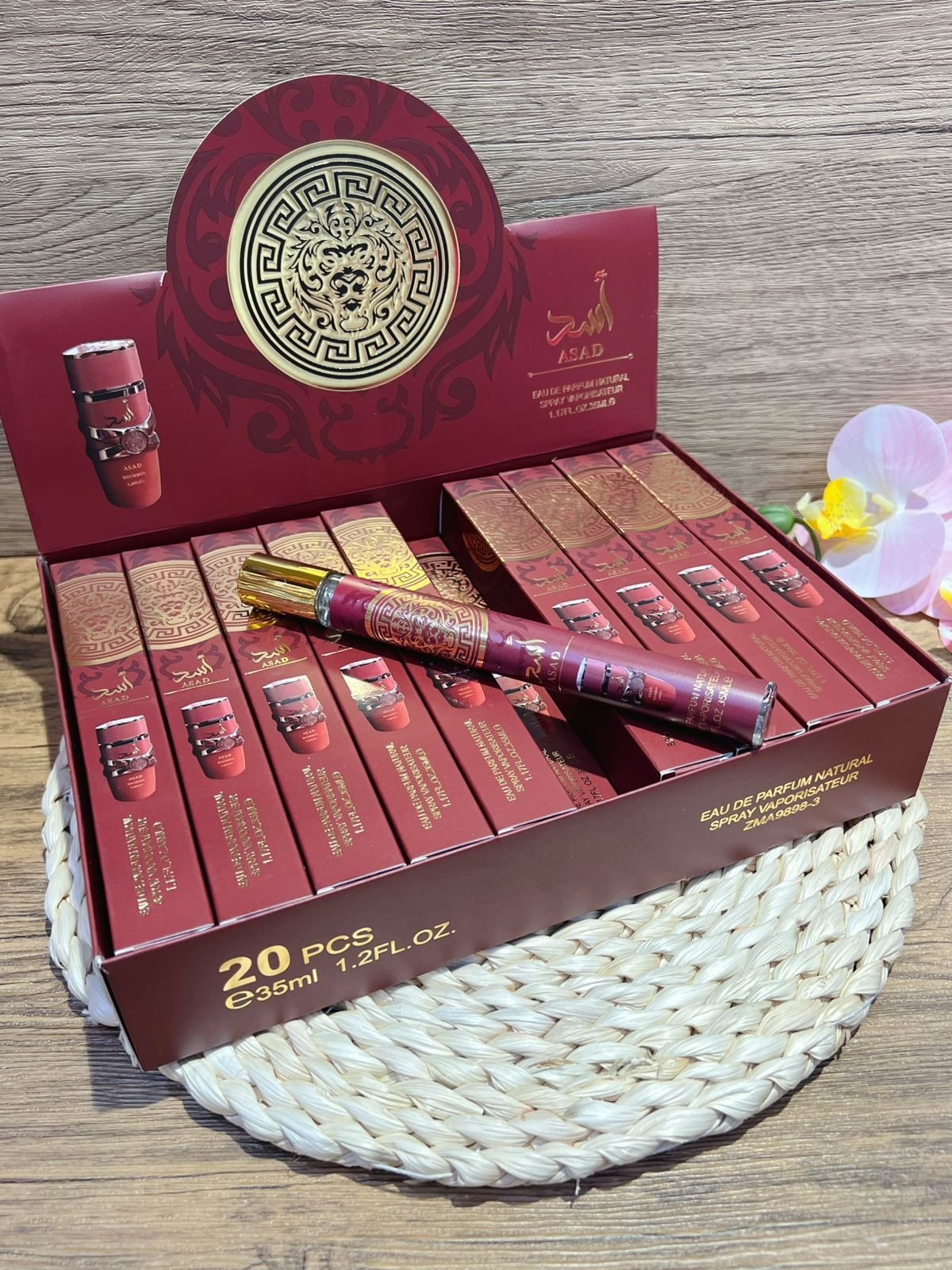 caja Perfumes tubito de 35ml Asad Marrón