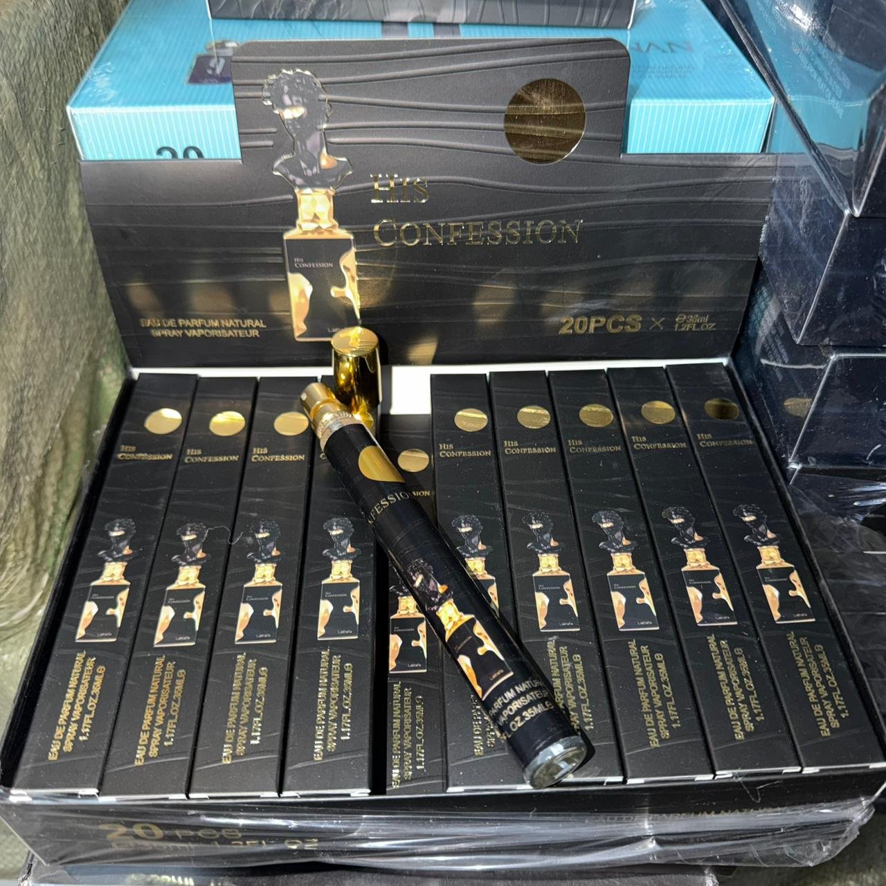caja Perfumes tubito de 35ml His confession