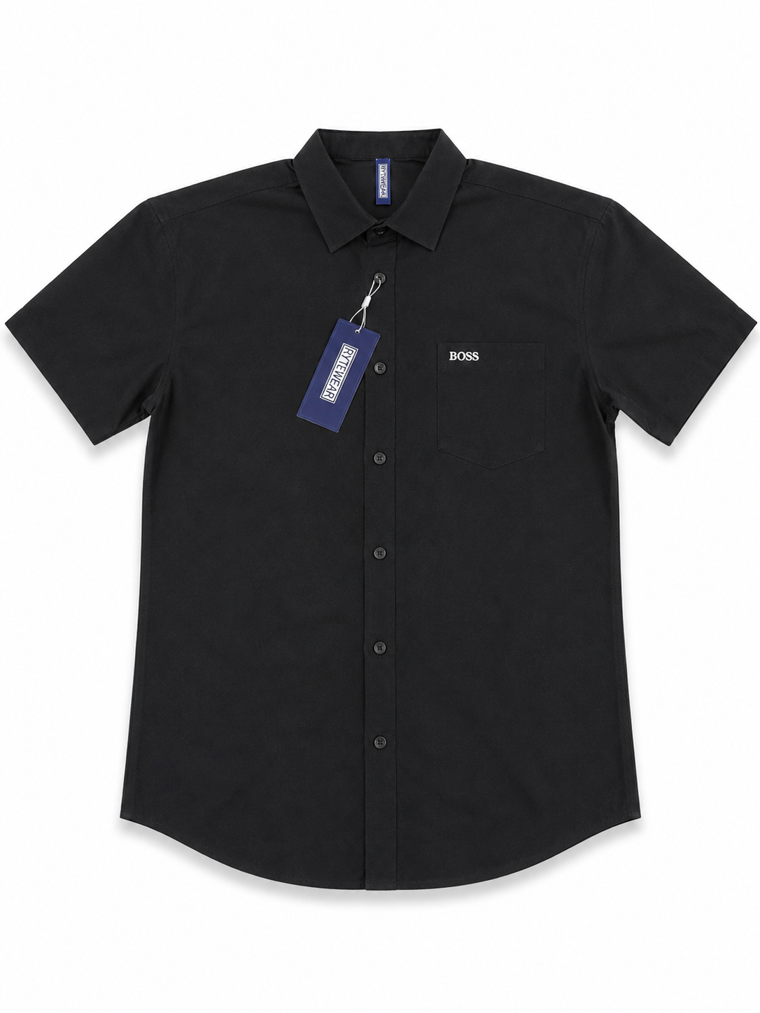Camisa-L-negra boss manga corta