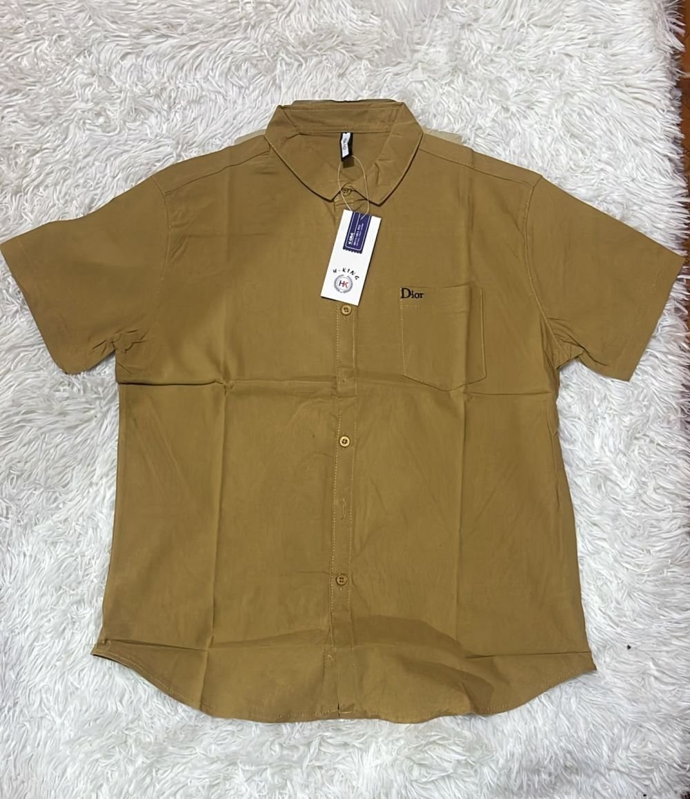Camisa-m-Dior marron manga corta