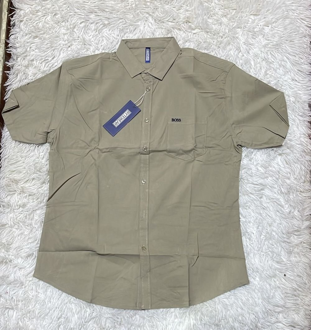 Camisa-m-boss crema manga corta