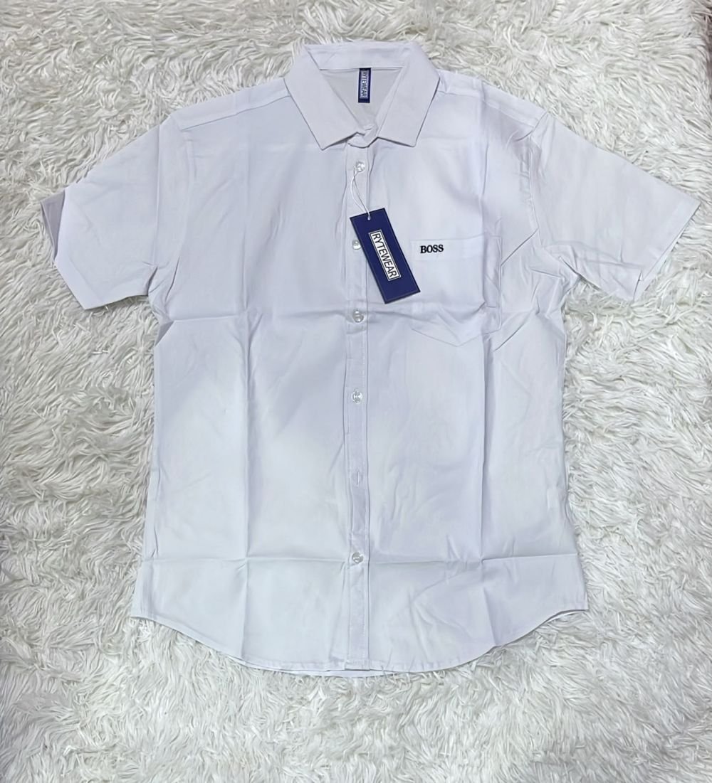 CAMISA-L-BOSS blanca MANGA CORTA