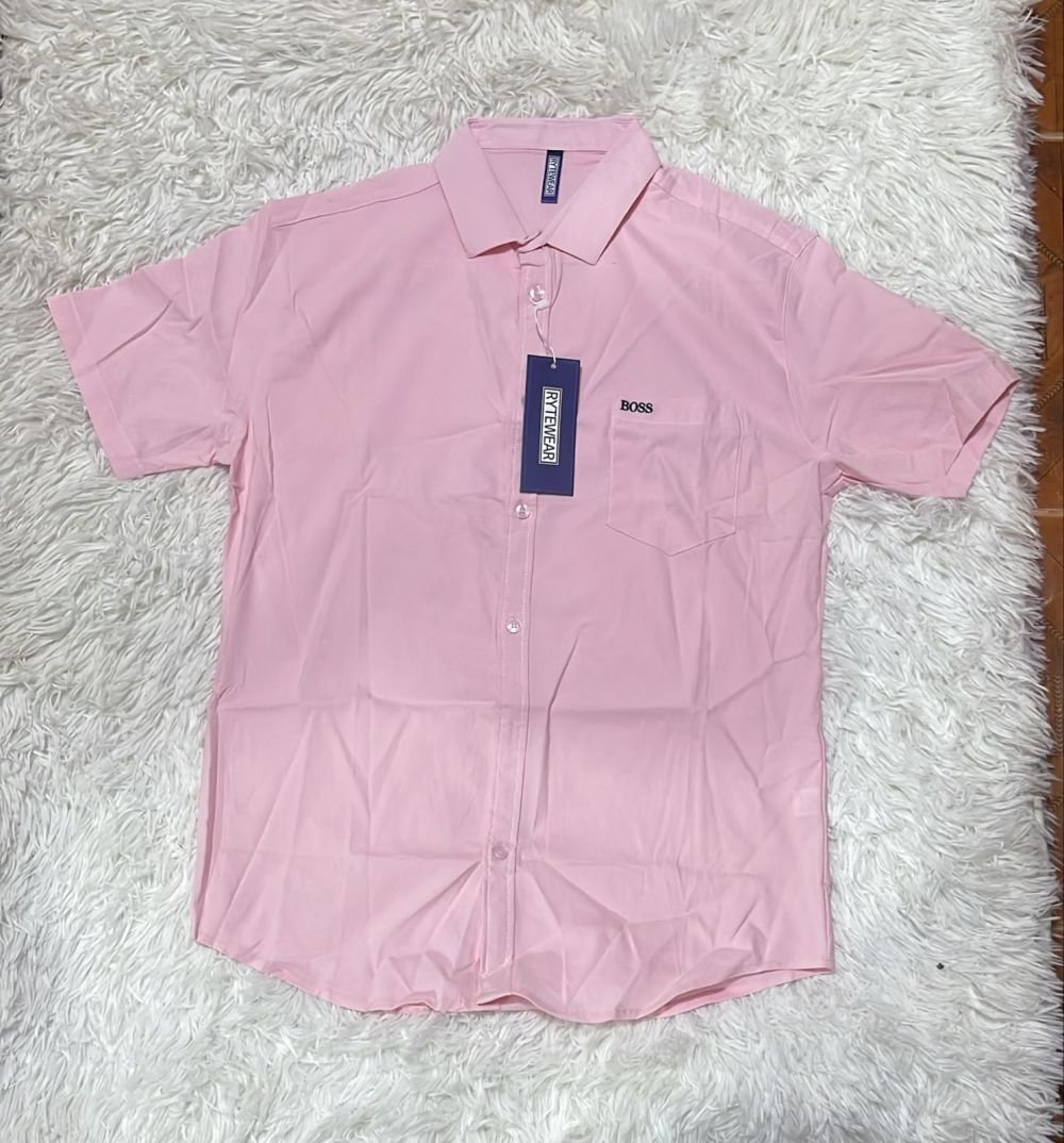 Camisa-xL-rosada boss manga corta