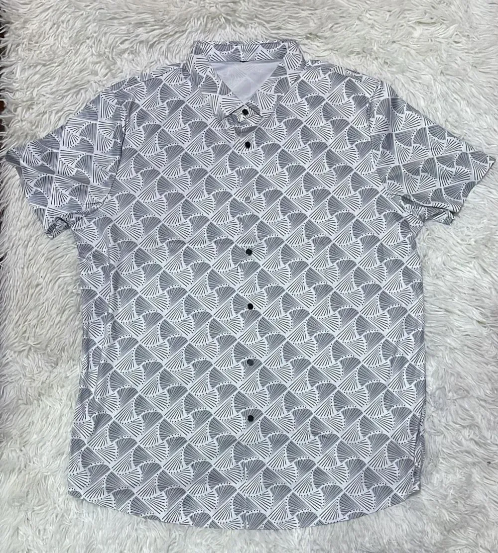 CAMISA-s- gris estampada MANGA corta